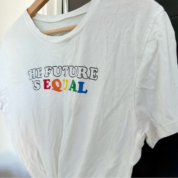 Prince Peter Collection Women's White Short-Sleeve The FUTURE is Equal Tee Shirt - Picture 3 of 4
